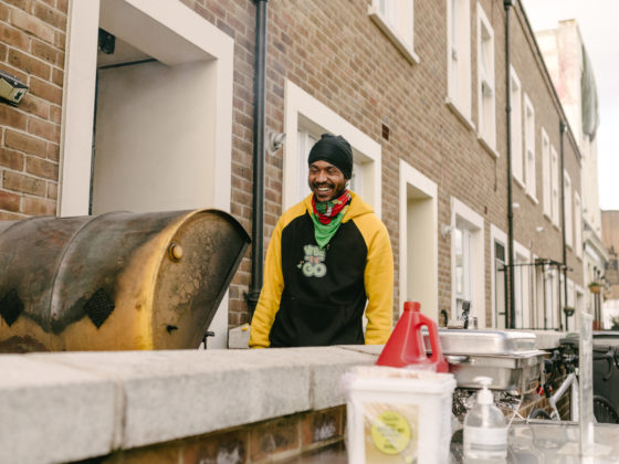 Man standing with barbeque